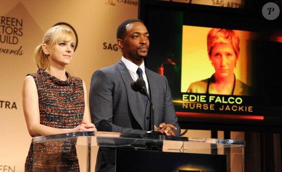 Anna Faris et Anthony Mackie lors des nominations des 22e Screen Actors Guild Awards à Los Angeles, le 9 novembre 2015.