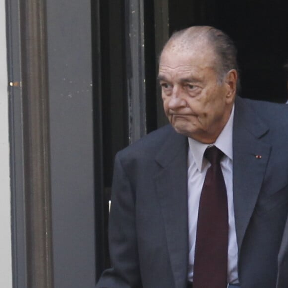 Jacques Chirac est allé déjeuner au restaurant "Le père Claude" avec sa femme Bernadette et sa fille Claude à Paris le 4 octobre 2014.