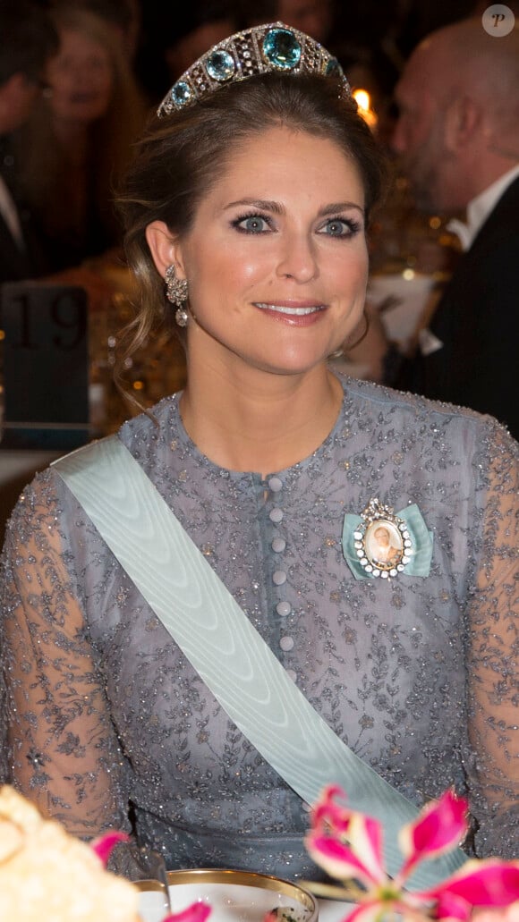 La princesse Madeleine de Suède - La famille royale de Suède au dîner de gala en l'honneur des Prix Nobel à Stockholm, le 10 décembre 2015.