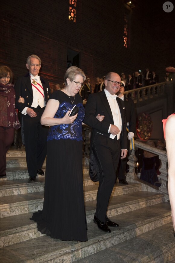 Svante Lindqvist, Urban Ahlin et Esta Gwendolyn Sancar - Dîner de gala en l'honneur des Prix Nobel à Stockholm, le 10 décembre 2015.