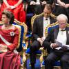La reine Silvia, le roi Carl Gustav, le prince Daniel, la princesse Victoria de Suède (enceinte) - La famille royale suédoise assiste à la cérémonie de remise des Prix Nobel à Stockholm, le 10 décembre 2015.
