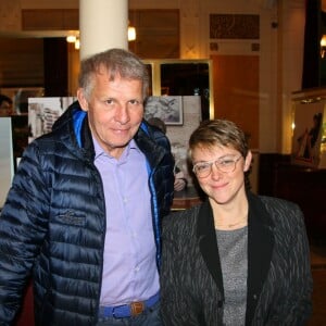 Exclusif - Patrick Poivre d'Arvor et Catherine Mathivat (Présidente du café-restaurant littéraire Les Deux Magots) - People à l'exposition "Souvenirs, souvenirs" au café restaurant "Les Deux Magots" de Didier Audebert et Gianni Soglia à Paris. 72 stars ont confié le souvenir le plus intime de leur vie illustré par une photographie originale. Une façon de rendre hommage à tous ceux dont la mémoire s'enfuit... Une partie des droits du livre sera reversée à la fondation Pompidou qui oeuvre pour la recherche contre la maladie d'Alzheimer. Le 7 décembre 2015 © Rachid Bellak-LMS / Bestimage.