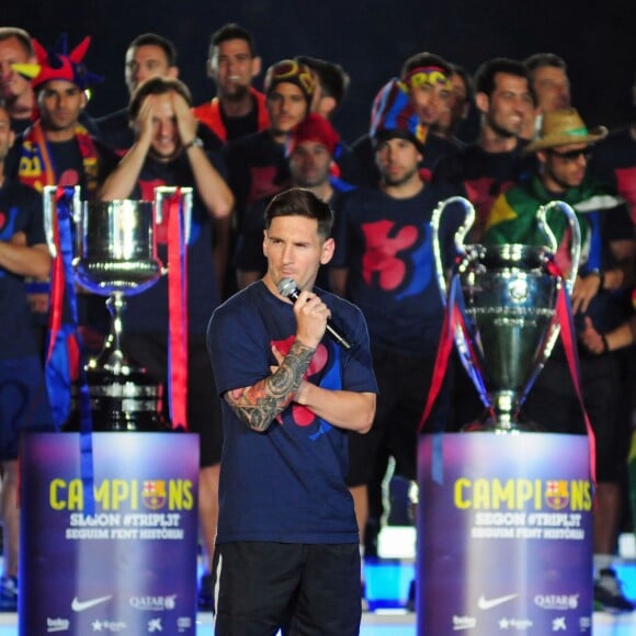 Lionel Messi au Camp Nou de Barcelone après la victoire en Ligue des champions, le 7 juin 2015