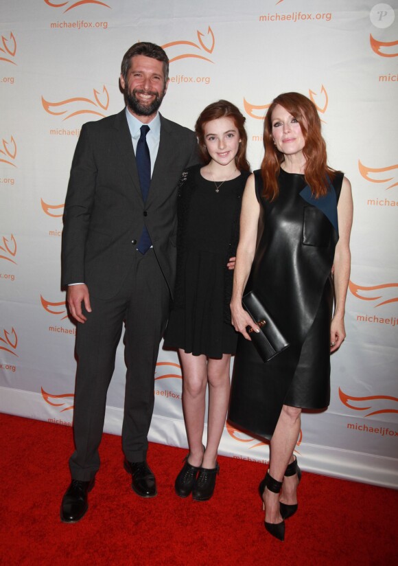 Bart Freundlich, Liv Freundlich, Julianne Moore à New York en novembre 2014.