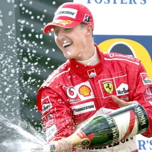 Michael Schumacher après sa seconde place au Grand Prix de Belgique à Spa, le 29 août 2004