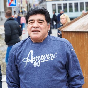 Exclusif - Diego Maradona dans les rues de Vienne, le 27 mars 2015