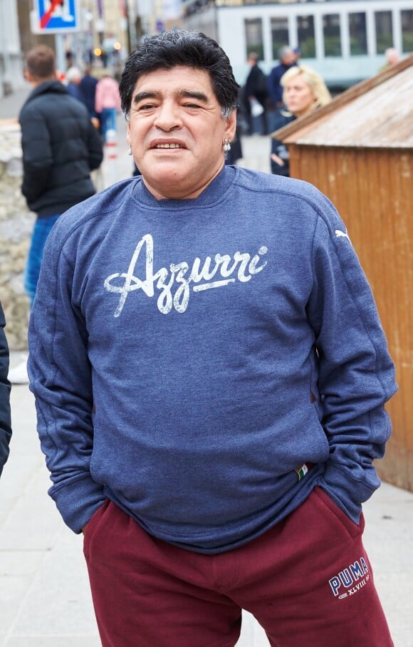 Exclusif - Diego Maradona dans les rues de Vienne, le 27 mars 2015