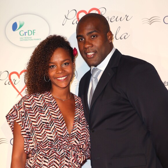 Teddy Riner et sa compagne Luthna Par Coeur Gala au pavillon d'Armenonville à Paris le 24 septembre 2015