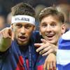 Lionel Messi et Neymar après avoir décroché la Ligue des Champions contre la Juventus de Turin à Berlin en Allemagne le 6 juin 2015
