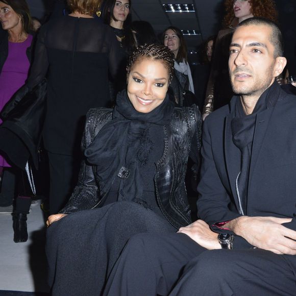 Janet Jackson et son petit-ami Wissam Al Mana - People au defile Sergio Rossi pendant la fashion week de Milan pret-a-porter Automne-Hiver 2013/2014, le 21 fevrier 2013.