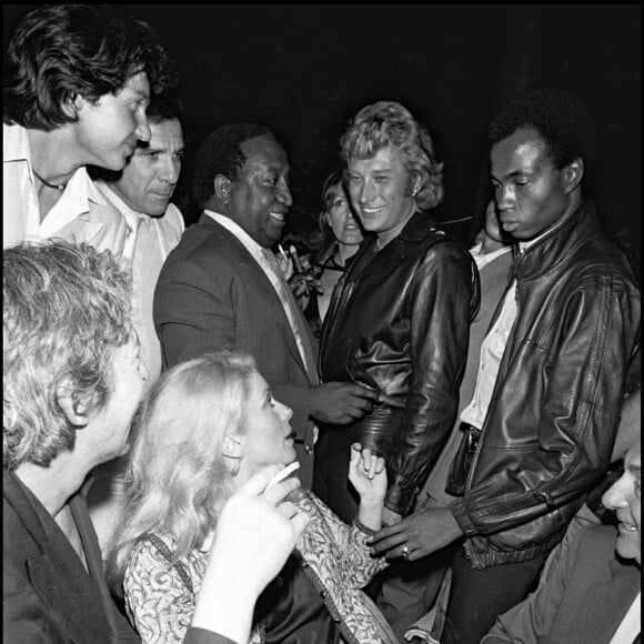 Serge Gainsbourg, Catherine Deneuve et Johnny Hallyday avec Alan Coriolan lors des 37 ans de Johnny au Martin's à Paris en juin 1980