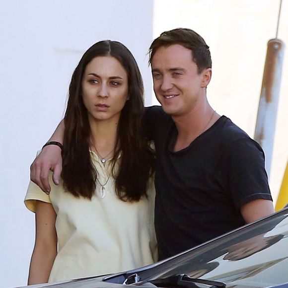 Exclusif - Tom Felton et Troian Bellisario en plein tournage du film Feed' à Los Angeles, le 8 décembre 2015 © CPA/Bestimage