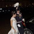 La princesse Marie et le prince Joachim de Danemark arrivent pour le premier gala du Nouvel An au palais Christian VII à Amalienborg à Copenhague le 1er janvier 2016.