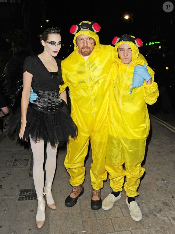 Guy Ritchie, sa femme Jacqui et son fils Rocco lors du bal d'Halloween de l'Unicef à Londres, le 31 octobre 2014