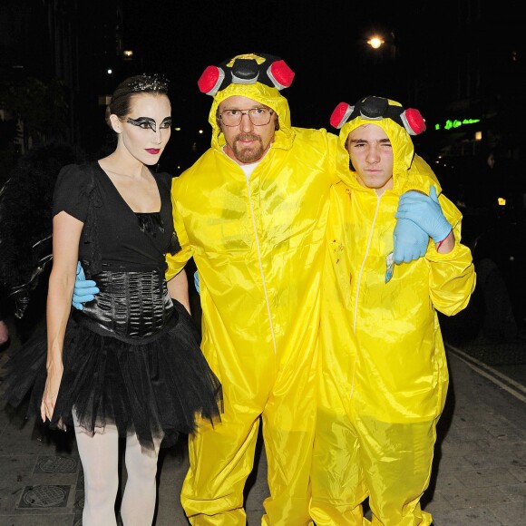 Guy Ritchie, sa femme Jacqui et son fils Rocco lors du bal d'Halloween de l'Unicef à Londres, le 31 octobre 2014