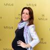 Natalie Pinkham enceinte de son fils Wilfred en octobre 2014 lors du 15e anniversaire de MYLA à Londres.