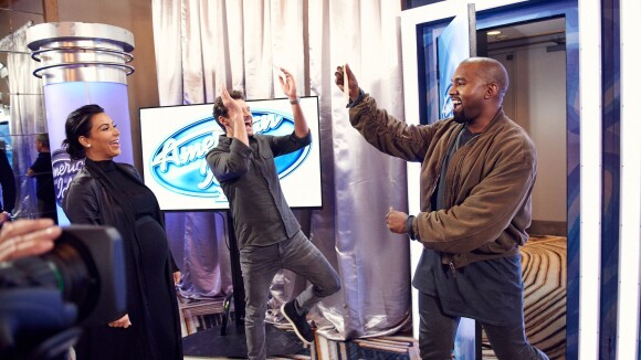 Kanye West face à son rêve : Yeezy rappe pour Keith Urban, Jennifer Lopez et Harry Connick, Jr en audition pour devenir l'American Idol. Janvier 2016.