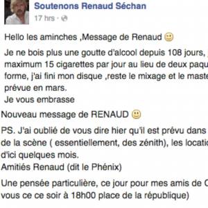 Message de Renaud sur la page Facebook de ses admirateurs, le 6 et 7 janvier 2015.