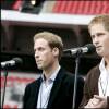 Le prince William et le prince Harry à Wembley, à Londres, le 1er juillet 2007 lors du grand concert pour Diana, à la mémoire de leur mère Lady Di, disparue 10 ans plus tôt.