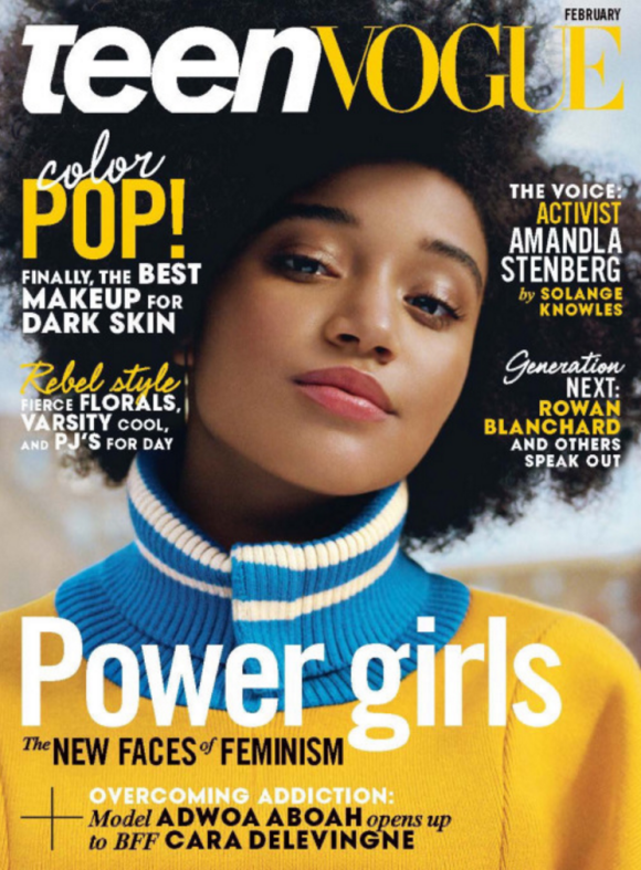 Amandla Stenberg en couverture de "Teen Vogue", février 2016.