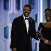 Denzel Washington au côté de sa femme pour recevoir le Cecil B. DeMille Award lors des Golden Globe Awards à Los Angeles, le 10 janvier 2016.