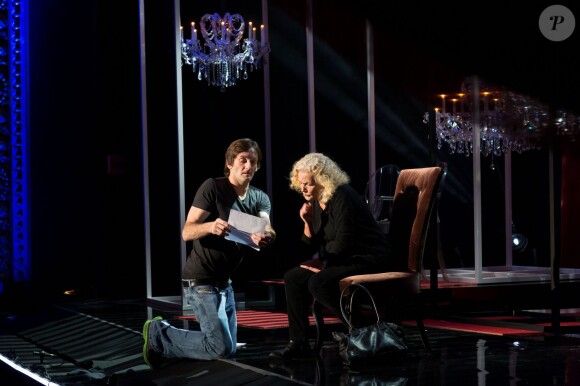 Exclusif - Pierre Palmade et Catherine Hiegel - Répétitions - Spectacle "Elles se croient toutes Joly" en hommage à Sylvie Joly, mis en scène par Pierre Palmade, au théâtre de Paris dans le 9e arrondissement à Paris, le 26 octobre 2015, qui est diffusé le 15 janvier 2016 sur France 3.© Dominique Jacovides - Romuald Meigneux / Bestimage