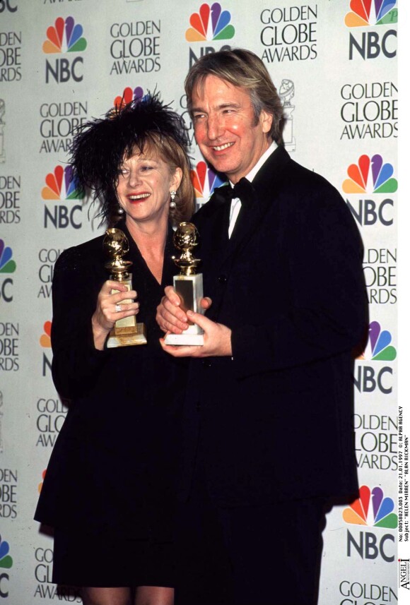 Helen Mirren et Alan Rickman lors des Golden Globes 1997