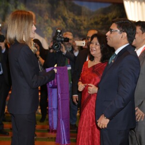 La reine Letizia d'Espagne inaugurait le 20 janvier 2016 la 36e édition du FITUR, le Salon international du tourisme de Madrid, au Parc des Expositions Juan Carlos Ier.