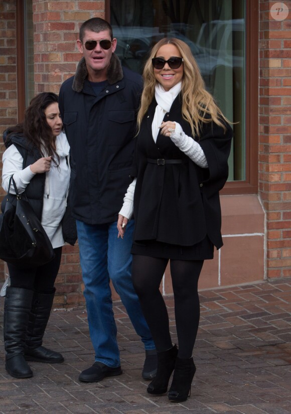 Exclusif - Mariah Carey et son compagnon James Packer passent leurs vacances à la station de Aspen le 19 décembre 2015.