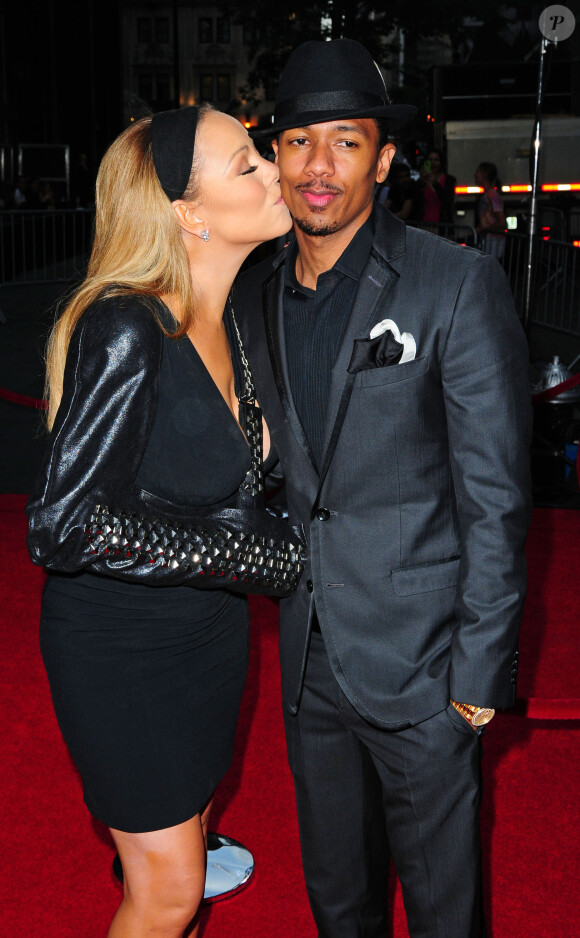 Mariah Carey (le bras casse), Nick Cannon - Premiere du film "The Butler" (Le Majordome) a New York, le 5 aout 2013.
