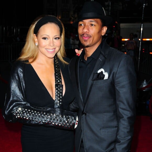 Mariah Carey (le bras casse), Nick Cannon - Premiere du film "The Butler" (Le Majordome) a New York, le 5 aout 2013.