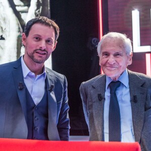 Exclusif - Jean d'Ormession et Marc-Olivier Fogiel sur le tournage de l'émission Le Divan de Marc-Olivier Fogiel, le samedi 16 janvier 2016, pour une diffusion le 26 janvier 2016, sur France 3. © Cyril Moreau