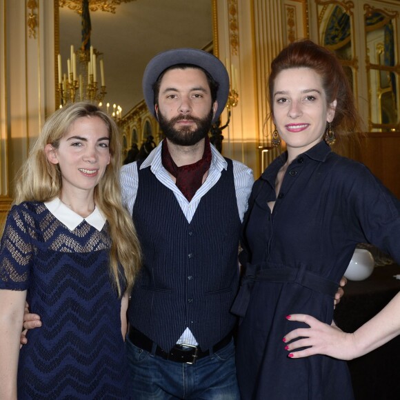 Valentine Galey, Éleonore Arnaud et Alexis Moncorgé - Réception en l'honneur des nommés aux Molières 2015 au Ministère de la Culture à Paris le 15 avril 2015