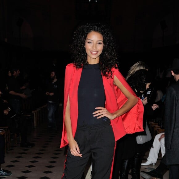 Flora Coquerel assiste au défilé Julien Fournié (collection haute couture printemps-été 2016) à l'Oratoire du Louvre. Paris, le 26 janvier 2016.