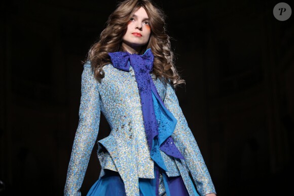 Défilé Julien Fournié (collection haute couture printemps-été 2016) à l'Oratoire du Louvre. Paris, le 26 janvier 2016.
