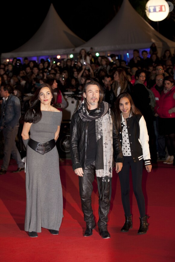 Florent Pagny, son épouse Azucena et leur fille Aël - 15e édition des NRJ Music Awards à Cannes. Le 14 decembre 2013.