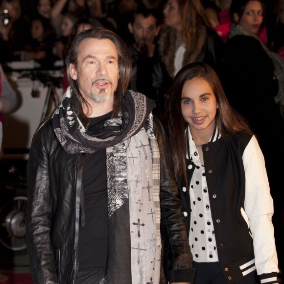 Florent Pagny, son épouse Azucena et leur fille Aël - 15e édition des NRJ Music Awards à Cannes. Le 14 decembre 2013.