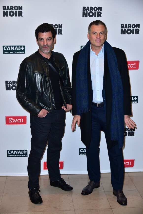 Edouard Martin et Bruno Gaccio - Photocall de la série de Canal+ "Baron Noir" à la Maison de la Mutualité à Paris le 27 janvier 2016. © Giancarlo Gorassini