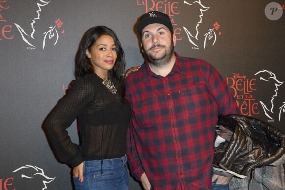 Aurélie Konaté, Laurent Ournac - People à la générale de la comédie musicale "La Belle et la Bete" au Théâtre Mogador à Paris le 24 octobre 2013.