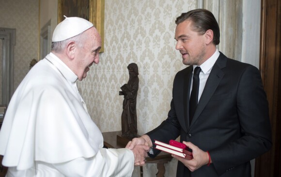 Leonardo DiCaprio a rencontre le pape François au Vatican le 28 janvier 2016.