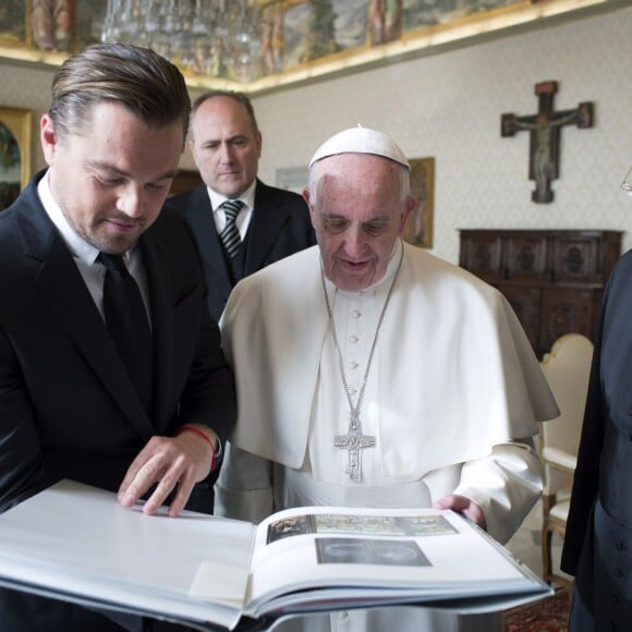 Leonardo DiCaprio a rencontre le pape François au Vatican le 28 janvier 2016.