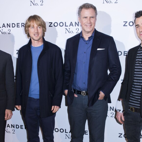 Ben Stiller, Owen Wilson, Will Ferrell et Justin Theroux - Photocall du film "Zoolander 2" à l'hôtel Plaza Athénée à Paris, le 29 janvier 2016.