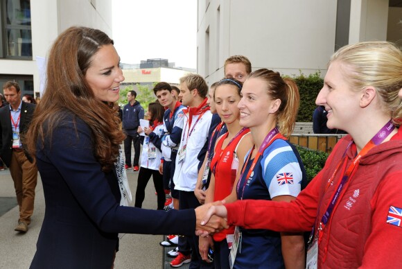 Kate Middleton, Duchesse de Cambridge, avec Rebecca Adlington à l'occasion des JO de Londres, le 31 juillet 2012