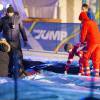 La nageuse Rebecca Adlington se blesse lors du tournage de l'émission "The Jump" en Autriche, le 30 janvier 2016.