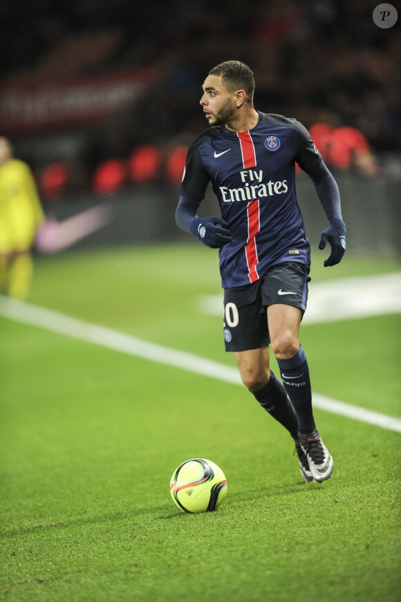Layvin Kurzawa - Match PSG-Lorient au Parc des Princes à Paris le 3 février 2016. Le PSG a remporté le match sur le score de 3-1.