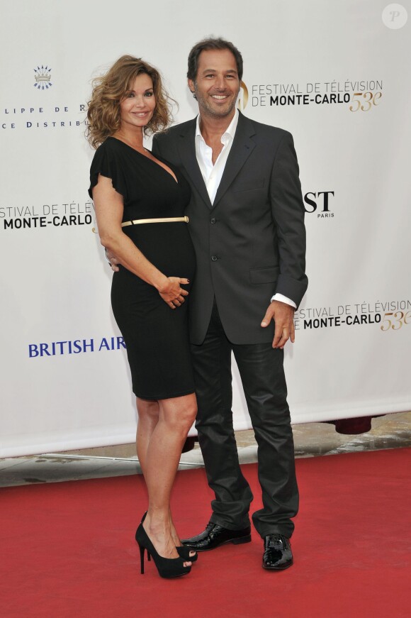 Ingrid Chauvin, enceinte et son mari Thierry Peythieu, lors de la cérémonie d'ouverture du 53eme festival de Monte Carlo au Forum Grimaldi a Monaco, le 9 juin 2013.