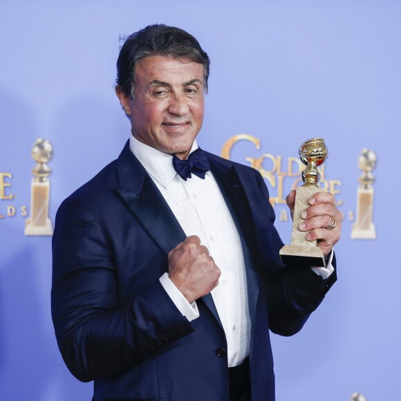 Sylvester Stallone - Press Room lors de la 73ème cérémonie annuelle des Golden Globe Awards à Beverly Hills, le 10 janvier 2016. © Olivier Borde/Bestimage Press Room - The 73rd Golden Globe Awards held at The Beverly Hilton Hotel in Beverly Hills, California on January 10th, 2016.10/01/2016 - Beverly Hills