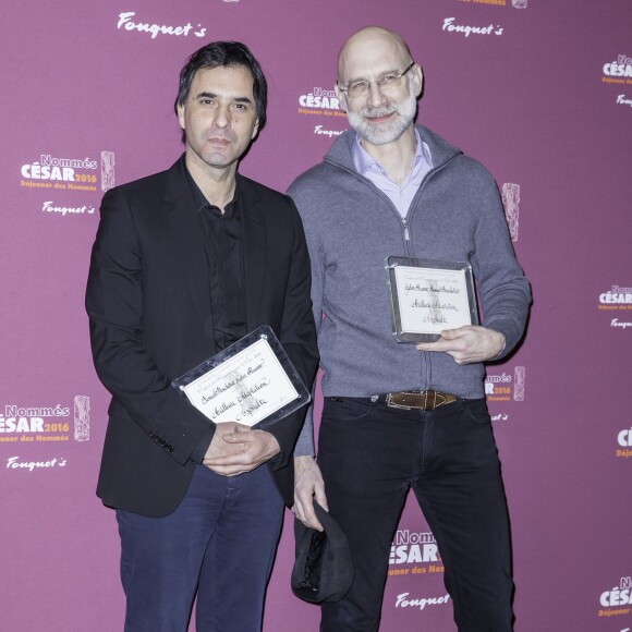 Samuel Benchetrit (habillé en Dior) et Gabor Rassov nommés pour le César de la meilleure adaptation "Asphalte" - Déjeuner des nommés aux César 2016 au Fouquet's à Paris, le 6 février 2016. ©Olivier Borde/Bestimage