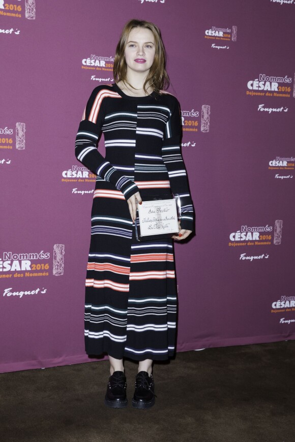 Sara Forestier nommée pour le César de la meilleure actrice dans un second rôle dans "La tête haute" - Déjeuner des nommés aux César 2016 au Fouquet's à Paris, le 6 février 2016. ©Olivier Borde/Bestimage