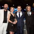 Kad Merad, Lucie Debay (Meilleur espoir féminin), Dany Boon, Charlie Dupont et Benjamin Ramon (Meilleur espoir masculin) - 6ème édition des prix Magritte du cinéma à Bruxelles en Belgique le 6 février 2016.